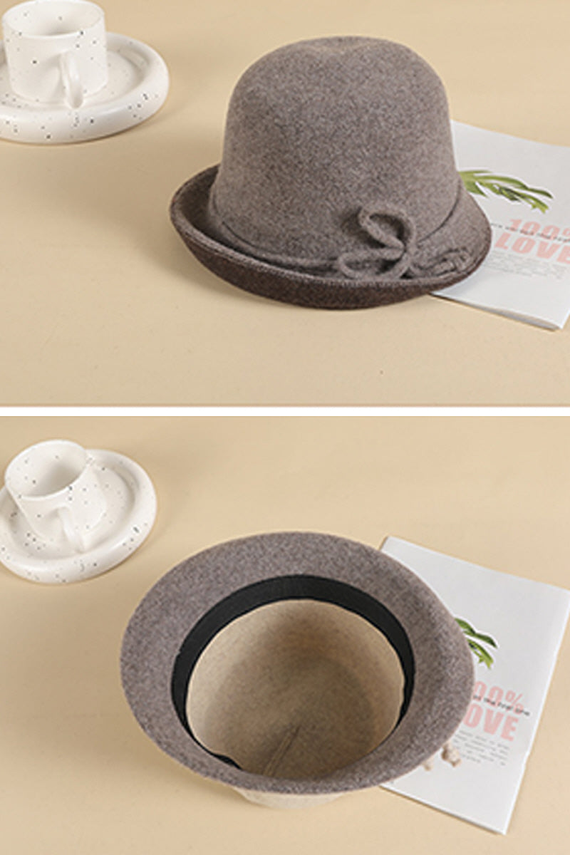 WOMEN FASHION WARM CURLING FELT HAT BUCKET HAT