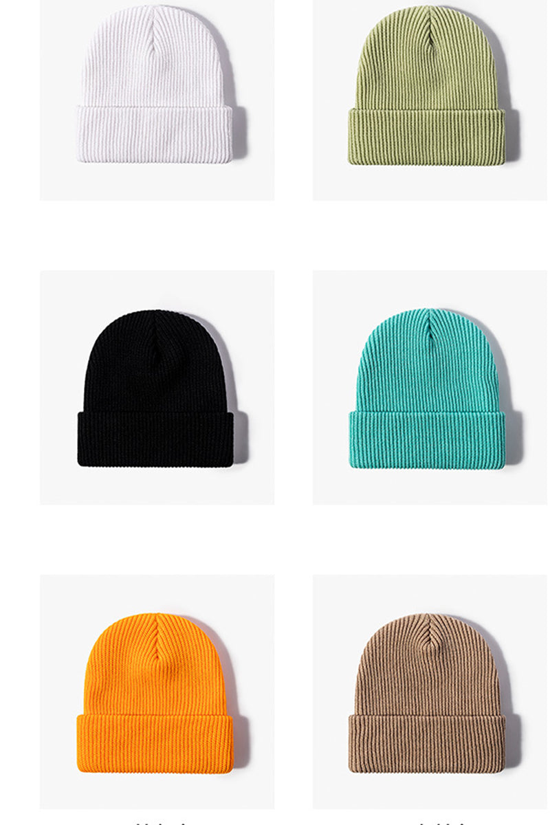 WOMEN WARM AND CASUAL SOLID COLOR KNITTED HAT