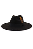 WOMEN WARM FEATHER DECORATIVE BELT PANAMA HAT