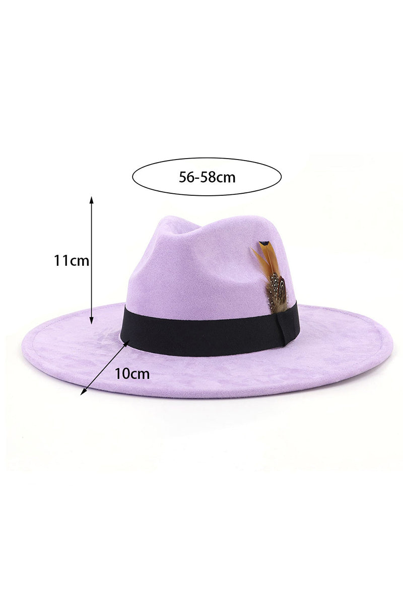 WOMEN WARM FEATHER DECORATIVE BELT PANAMA HAT