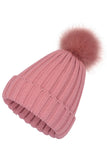 FLUFFY BALL SIMPLE BASIC KNIT BEANIE