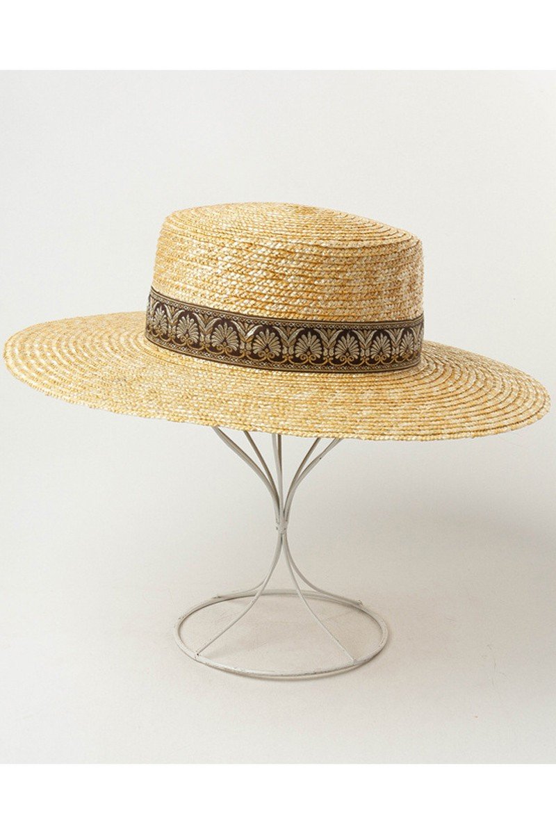 PATTERN BAND DECKED BEACH STRAW HAT