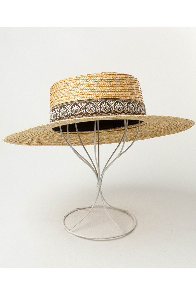 PATTERN BAND DECKED BEACH STRAW HAT