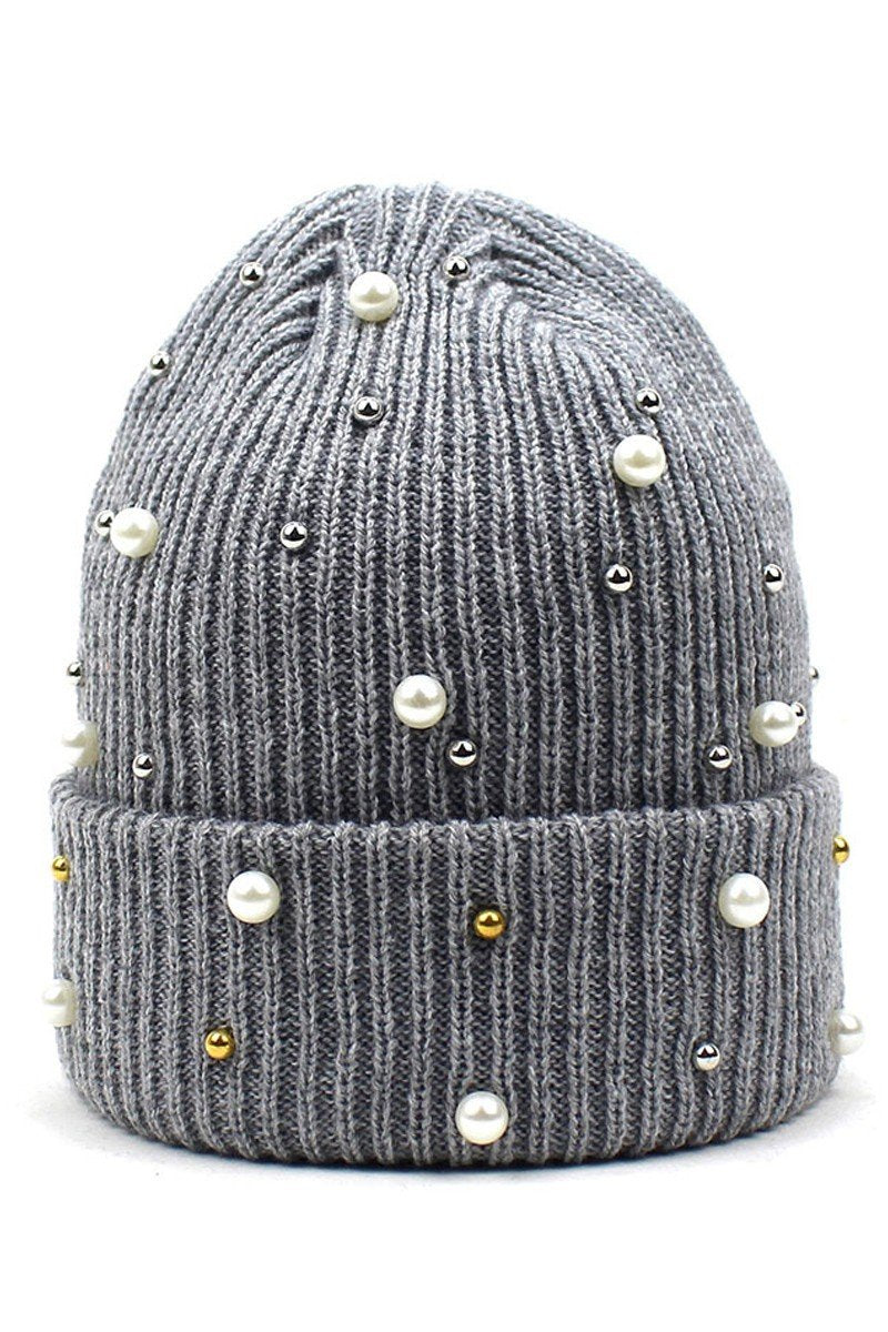 PEARL SOLID KNIT BEANIE