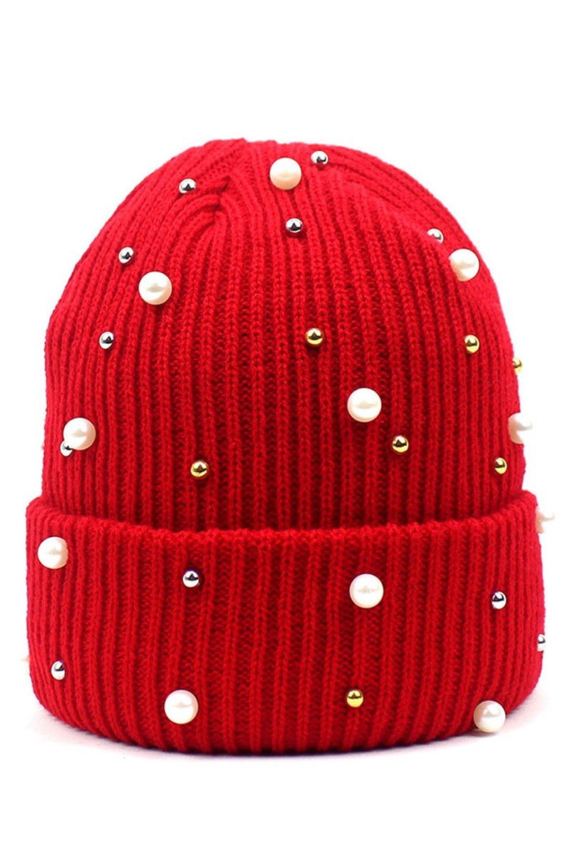 PEARL SOLID KNIT BEANIE