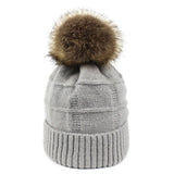 CABLE KNIT POMPOM WARM WINTER HAT BEANIE