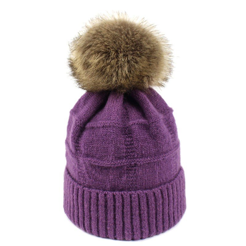 CABLE KNIT POMPOM WARM WINTER HAT BEANIE