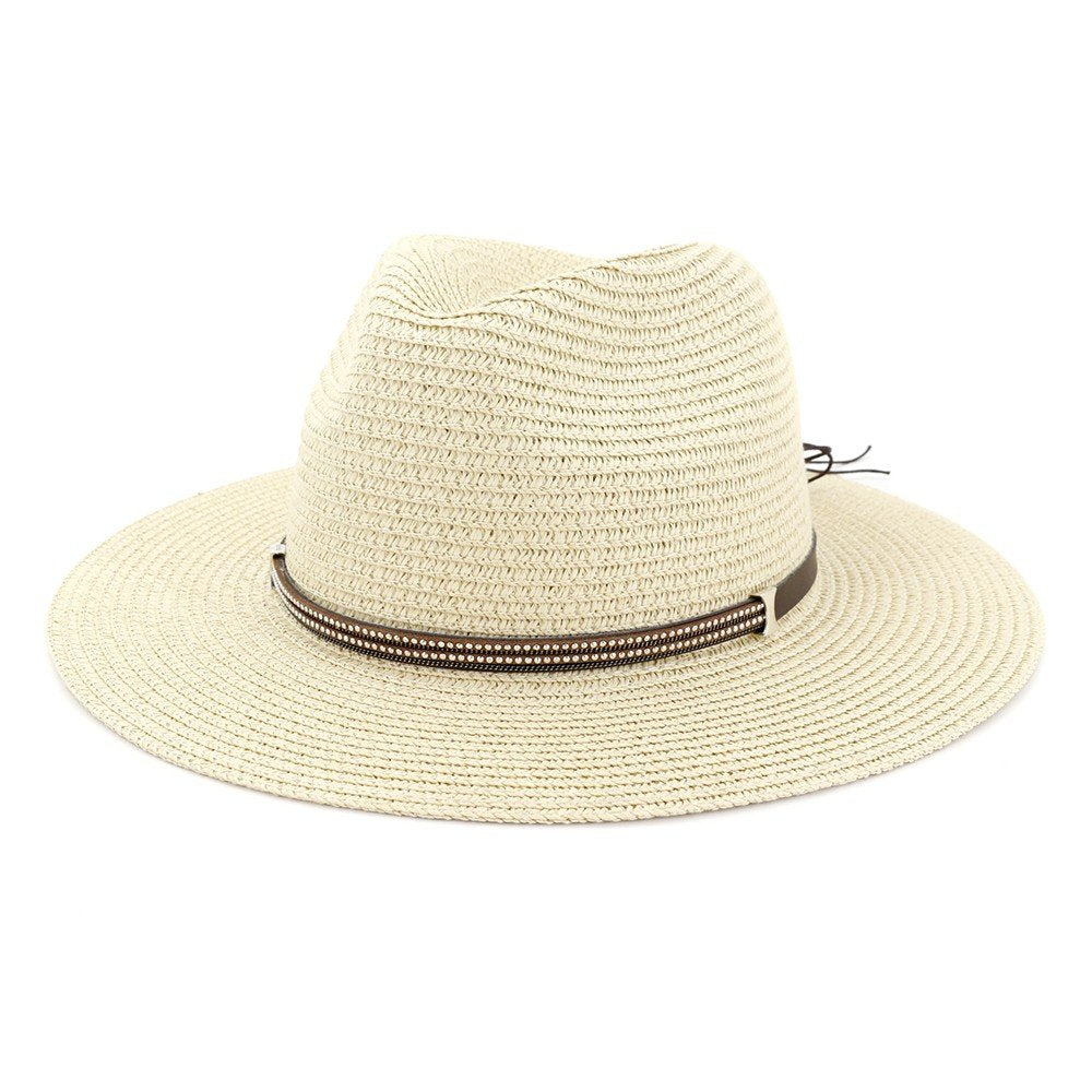 SUMMER TIED BAND CASUAL BEACH STRAW PANAMA HAT