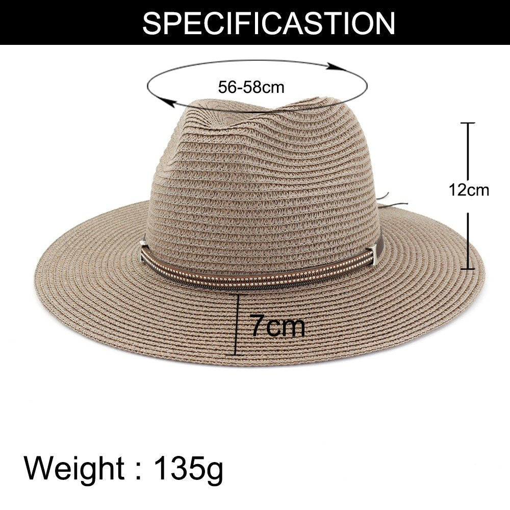 SUMMER TIED BAND CASUAL BEACH STRAW PANAMA HAT