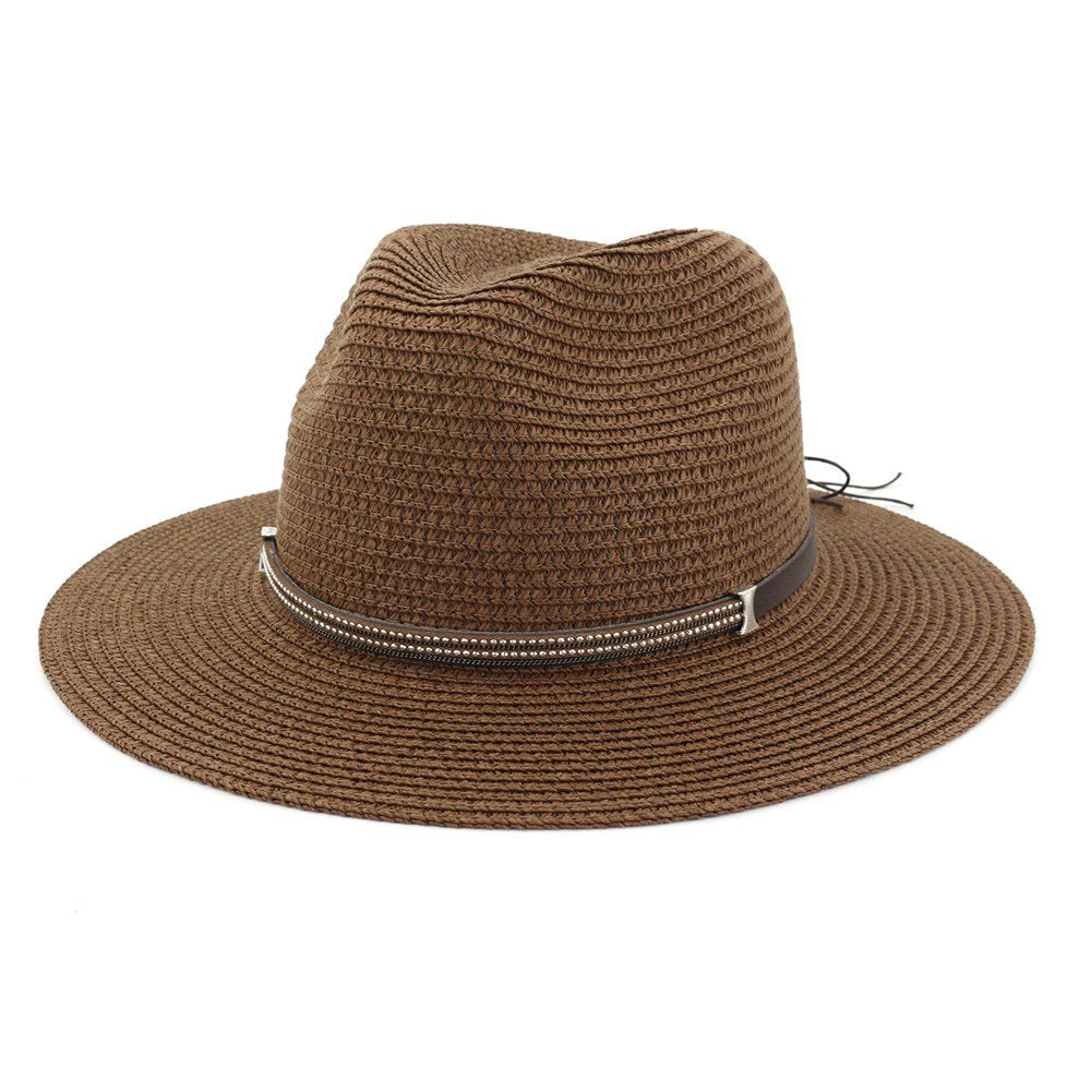 SUMMER TIED BAND CASUAL BEACH STRAW PANAMA HAT