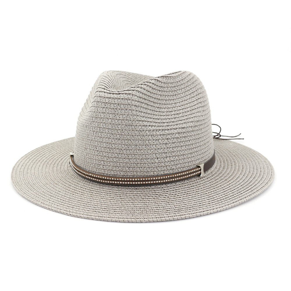 SUMMER TIED BAND CASUAL BEACH STRAW PANAMA HAT