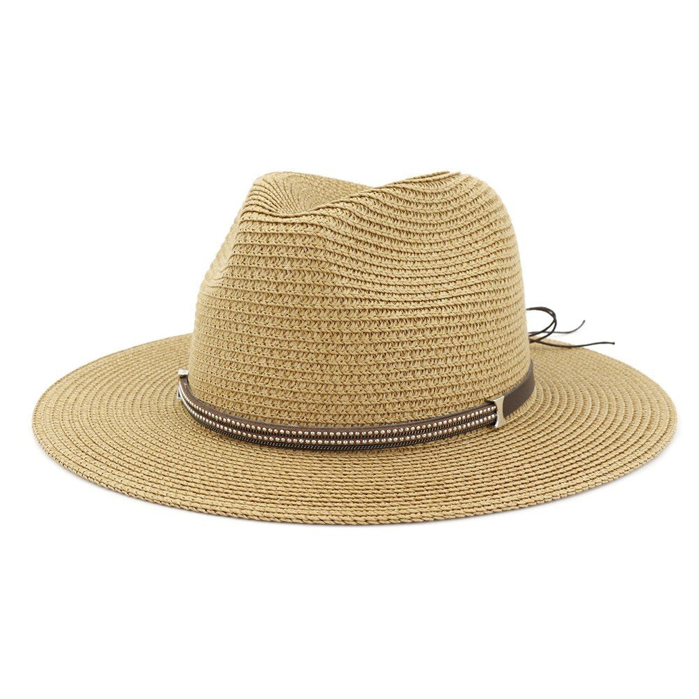 SUMMER TIED BAND CASUAL BEACH STRAW PANAMA HAT