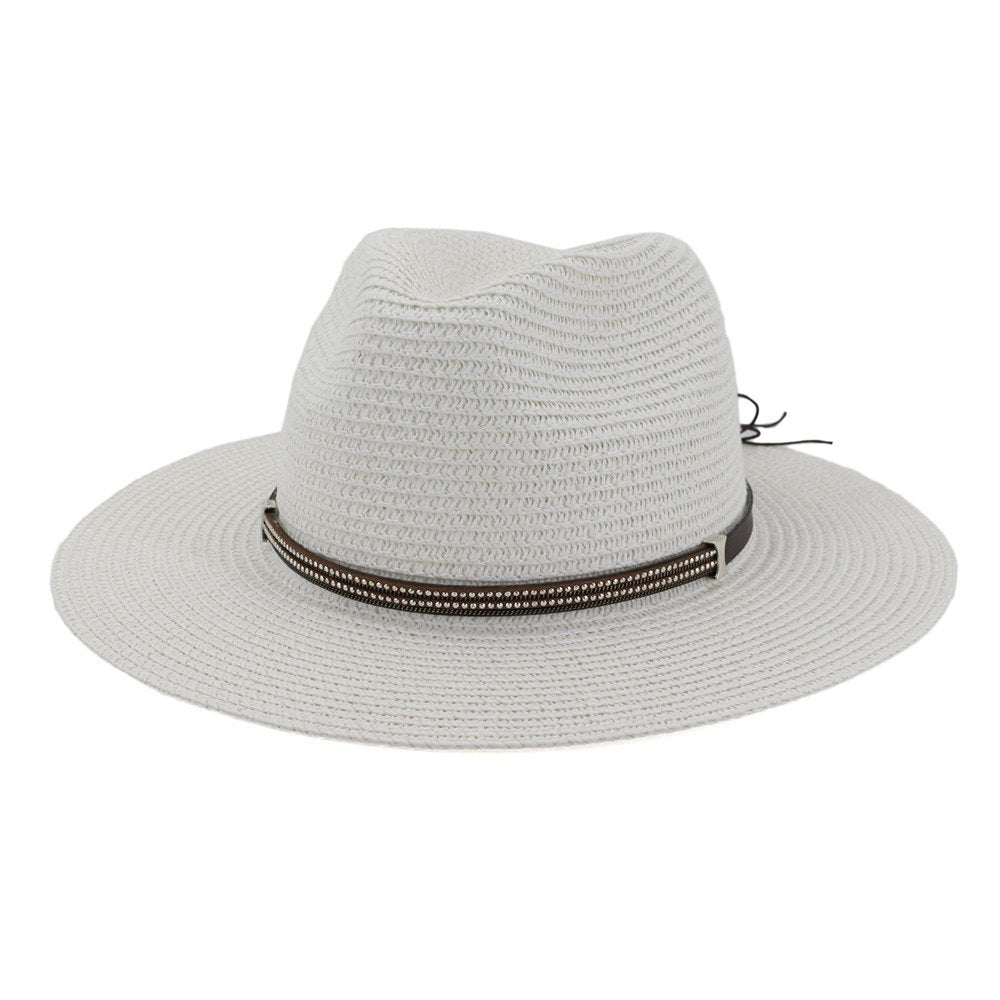 SUMMER TIED BAND CASUAL BEACH STRAW PANAMA HAT