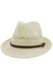 BROWN BELT WOVEN STRAW HAT