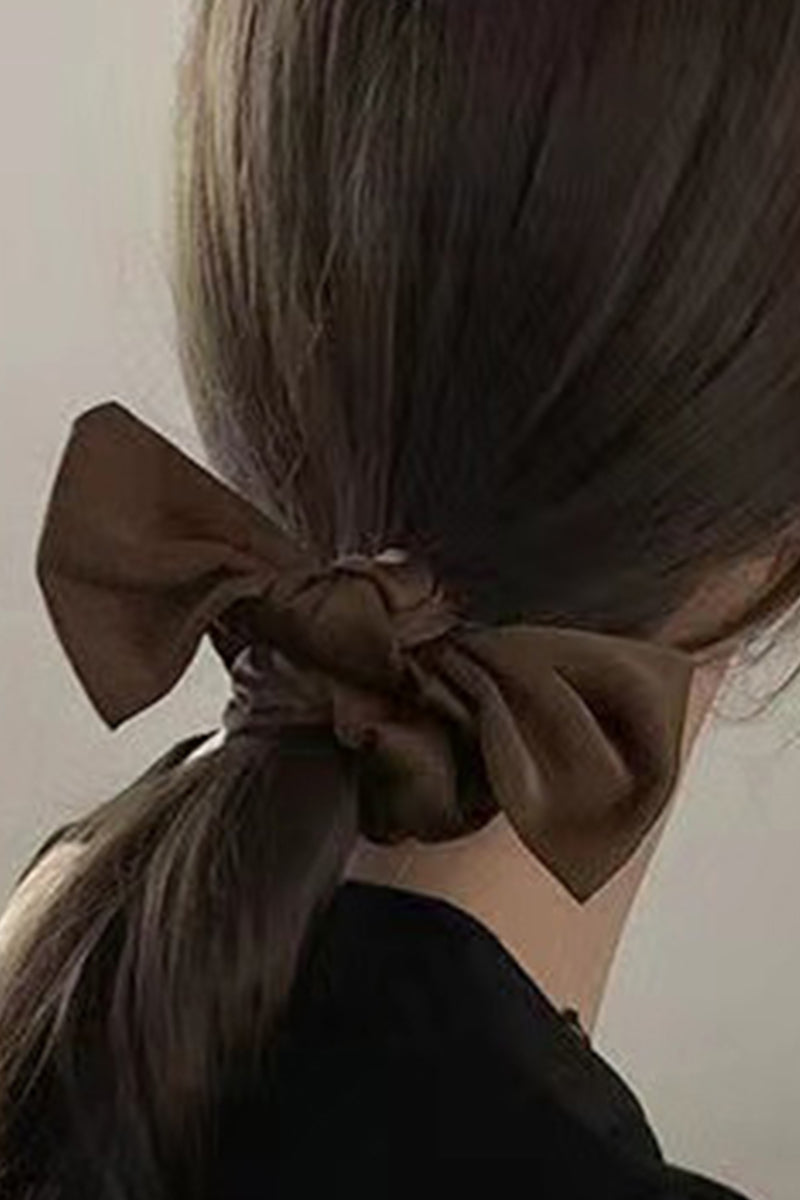 WOMEN VINTAGE BOW HAIR ROPES SCARF SOFT SILK SHEER SCRUNCHIES NON SLIP HAIR RINGS