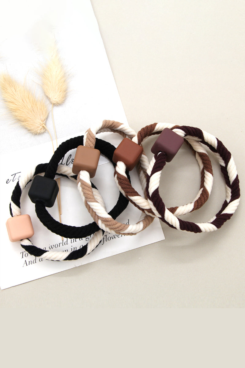 5PCS WOMEN TWO TONE BRAIDED CASUAL HAIR TIE