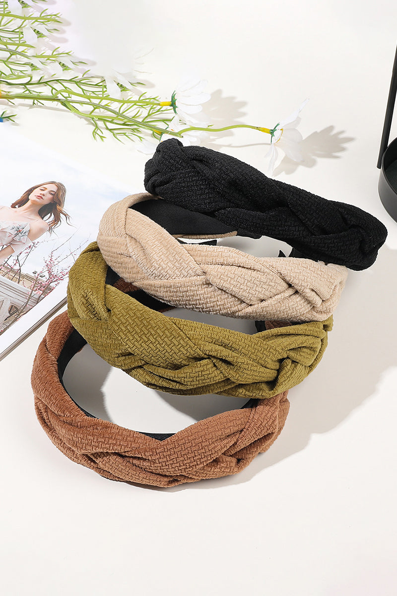 4PCS COLOR BLOCK WEAVE DETAIL HEADBAND, 4PCS PER 1 PACK