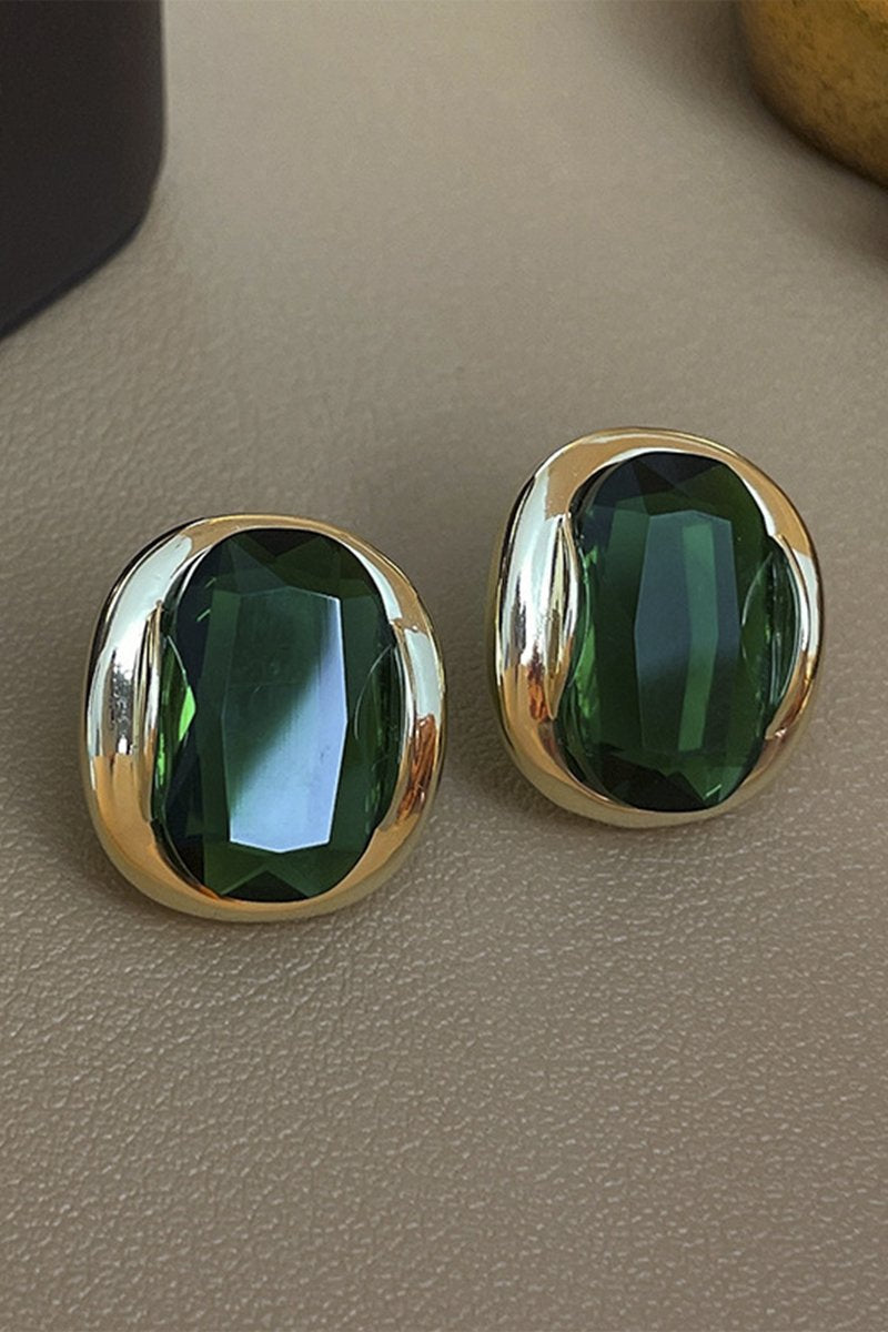 GREEN ZIRCON STUD EARRINGS