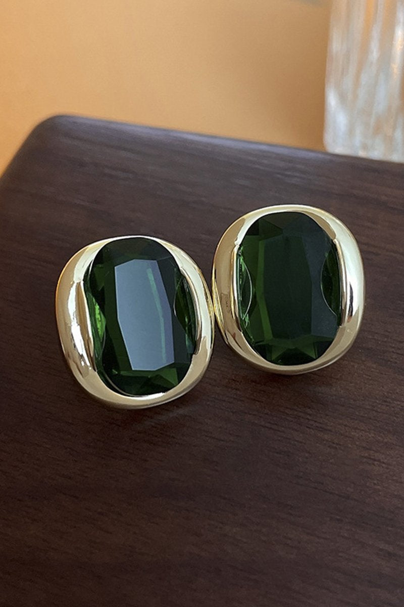 GREEN ZIRCON STUD EARRINGS