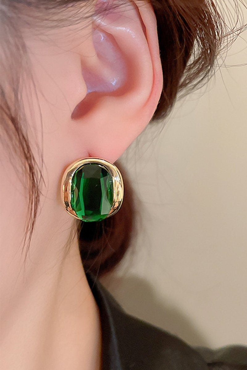 GREEN ZIRCON STUD EARRINGS