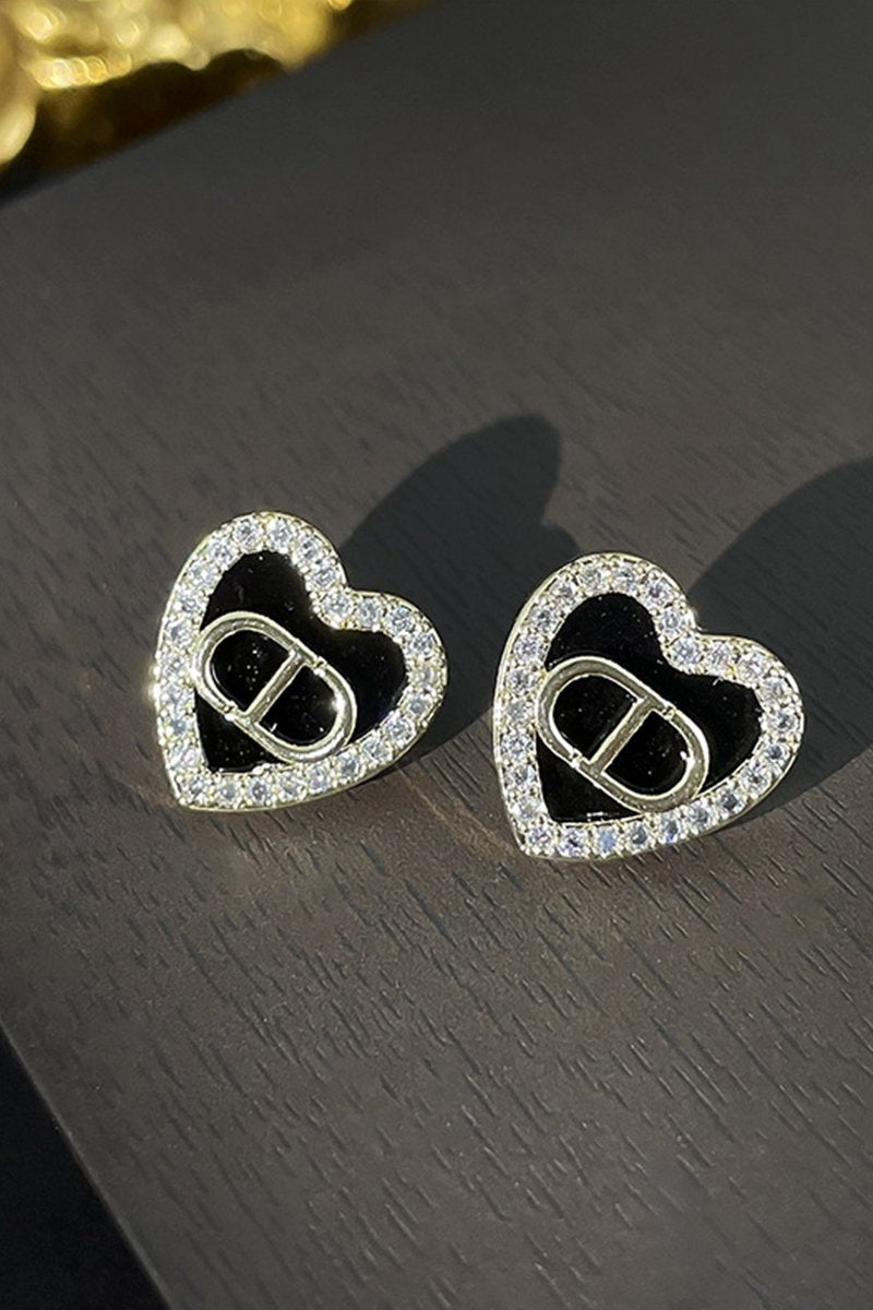 BEADS DETAILED HEART EARRINGS