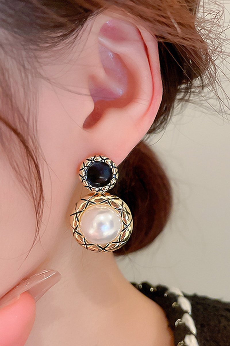 ROUND PEARL DANGLE FASHION EARRINGS