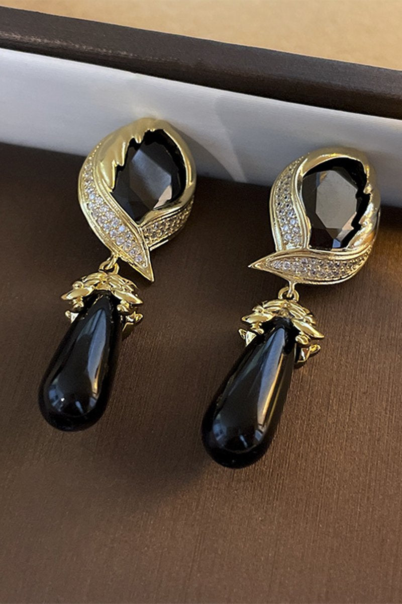 BLACK ZIRCON DANGLE EARRINGS