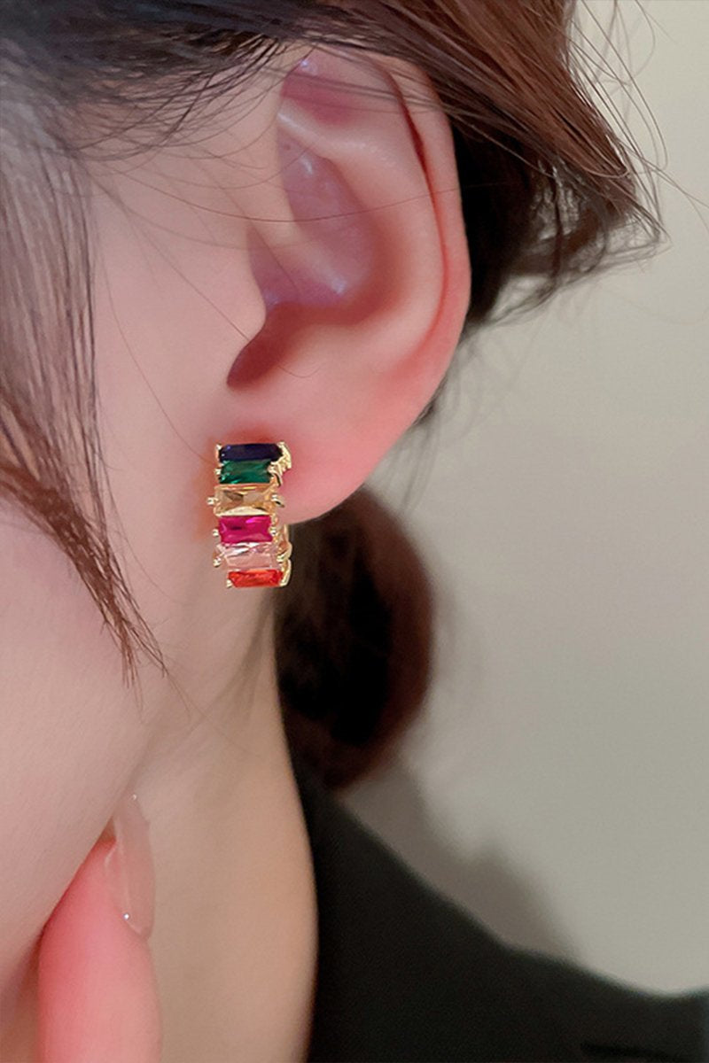 COLORED GEM HOOP EARRINGS