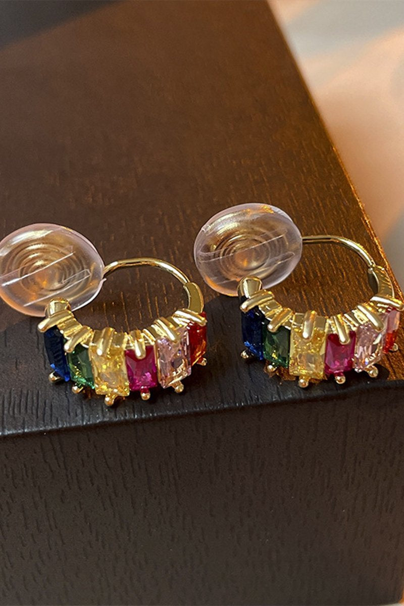 COLORED GEM HOOP EARRINGS