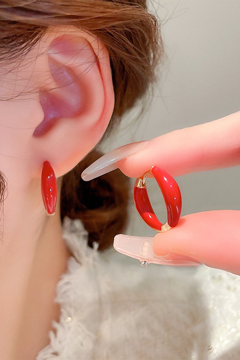 RED HOOP RING EARRINGS