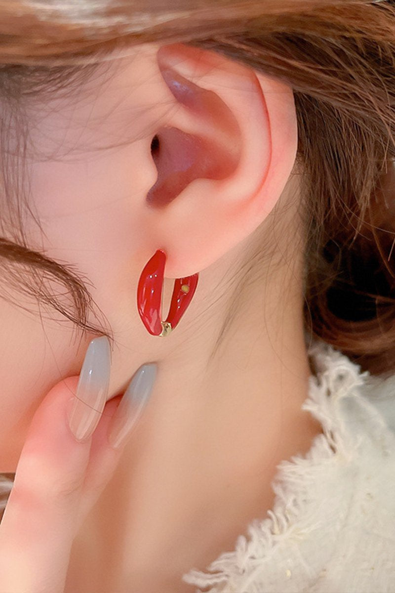 RED HOOP RING EARRINGS