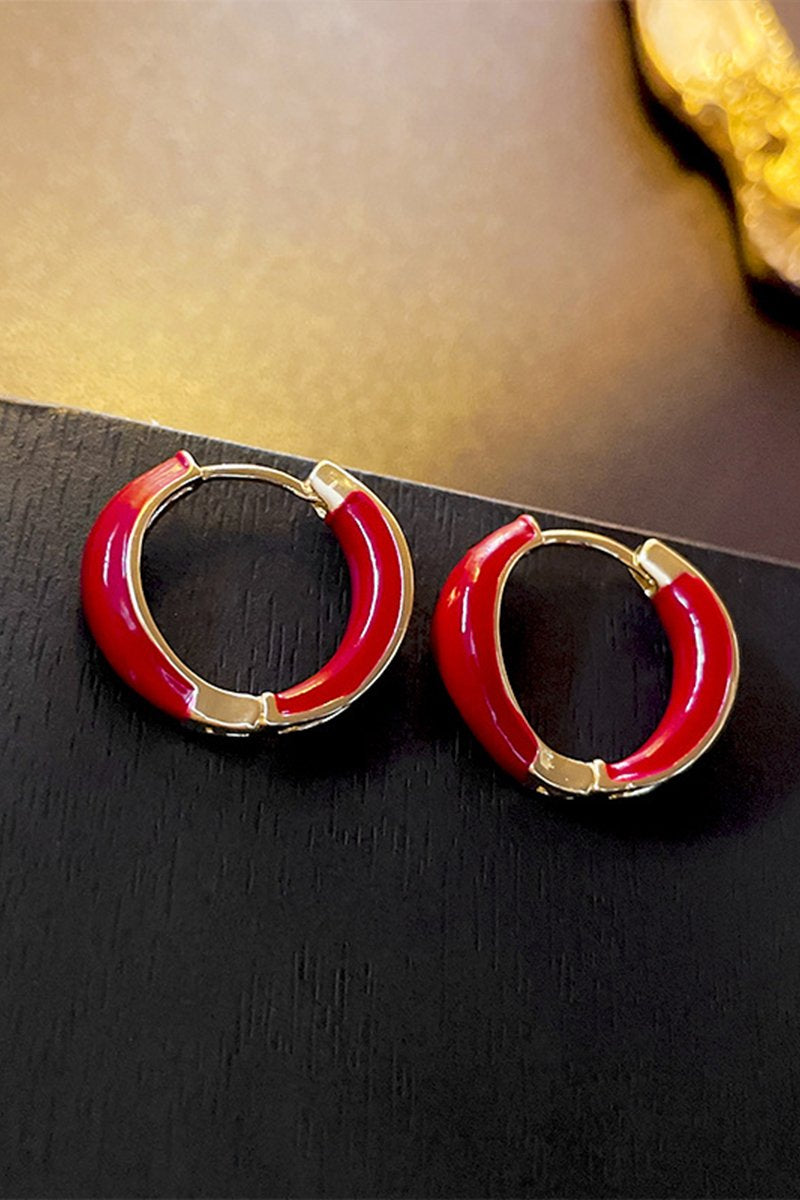 RED HOOP RING EARRINGS