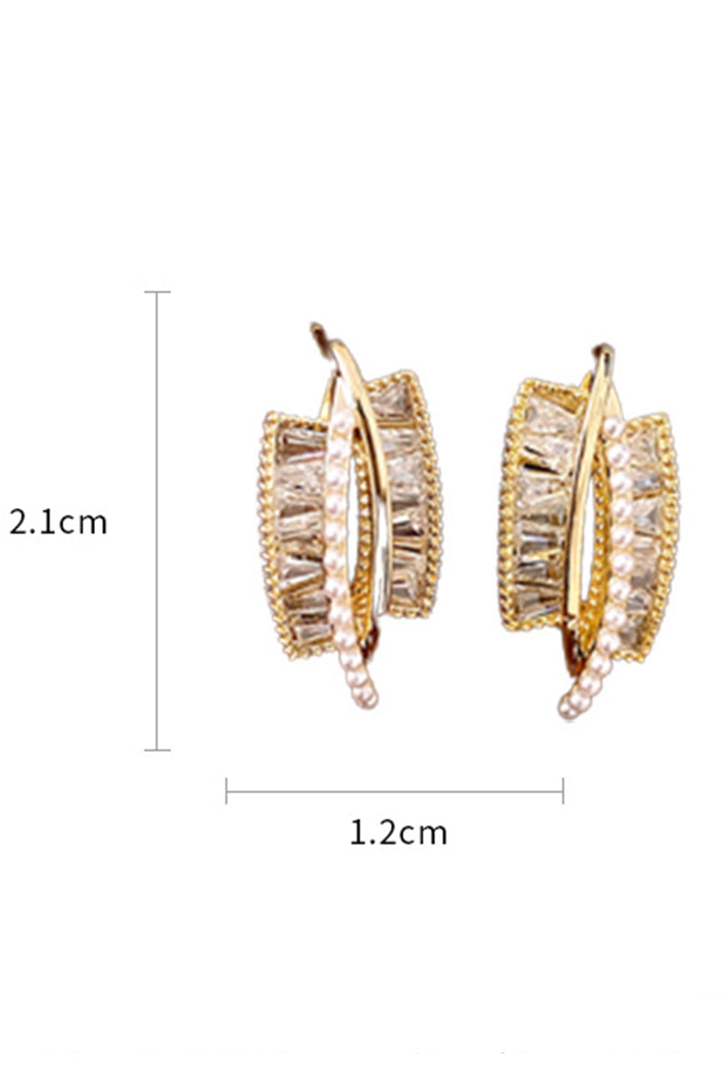 WOMEN ZIRCON PEARL IRREGULAR EARRINGS