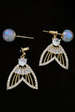 WOMEN ZIRCON FISHTAIL PEARL EARRINGS