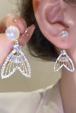 WOMEN ZIRCON FISHTAIL PEARL EARRINGS