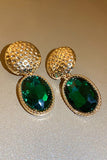 WOMEN RETRO CRYSTAL OVAL FASHION EARRINGS