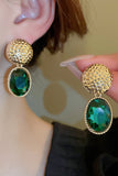 WOMEN RETRO CRYSTAL OVAL FASHION EARRINGS