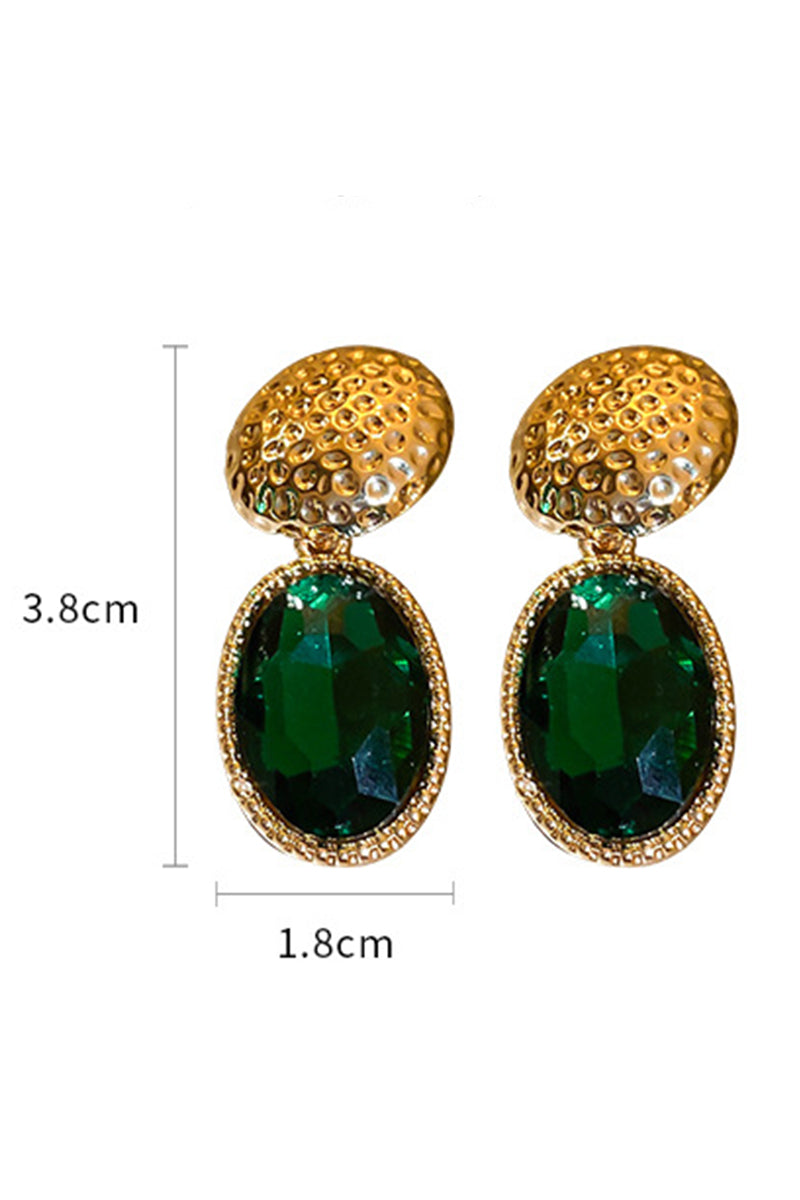 WOMEN RETRO CRYSTAL OVAL FASHION EARRINGS