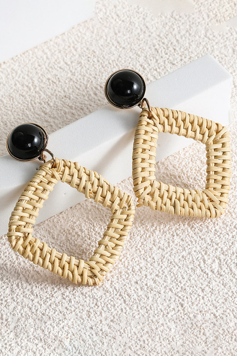 GEOMETRIC RATTAN DESIGN DROP EARRINGS