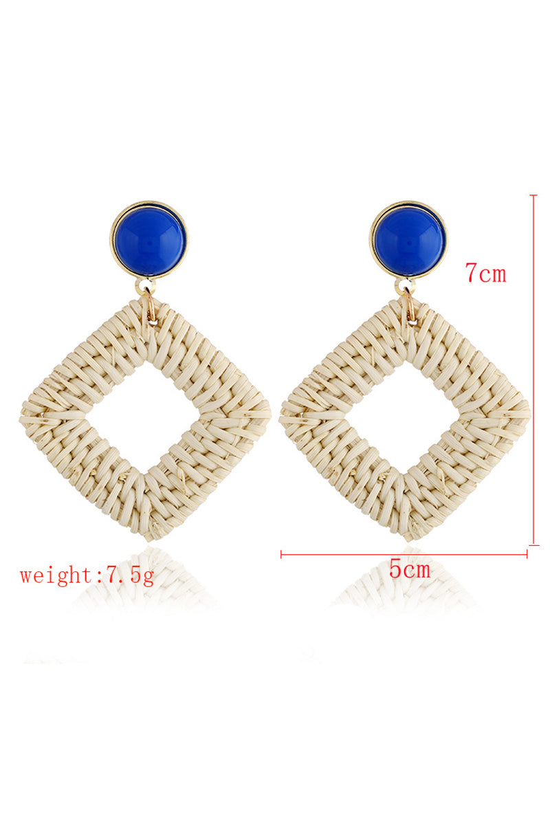 GEOMETRIC RATTAN DESIGN DROP EARRINGS