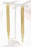 RHINESTONE DECOR METAL TASSEL DROP EARRINGS