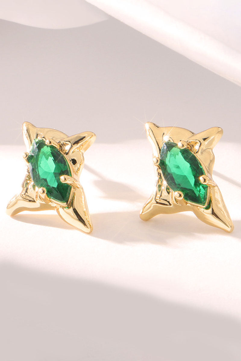 WOMEN RETRO IRREGULAR EMERALD EARRINGS