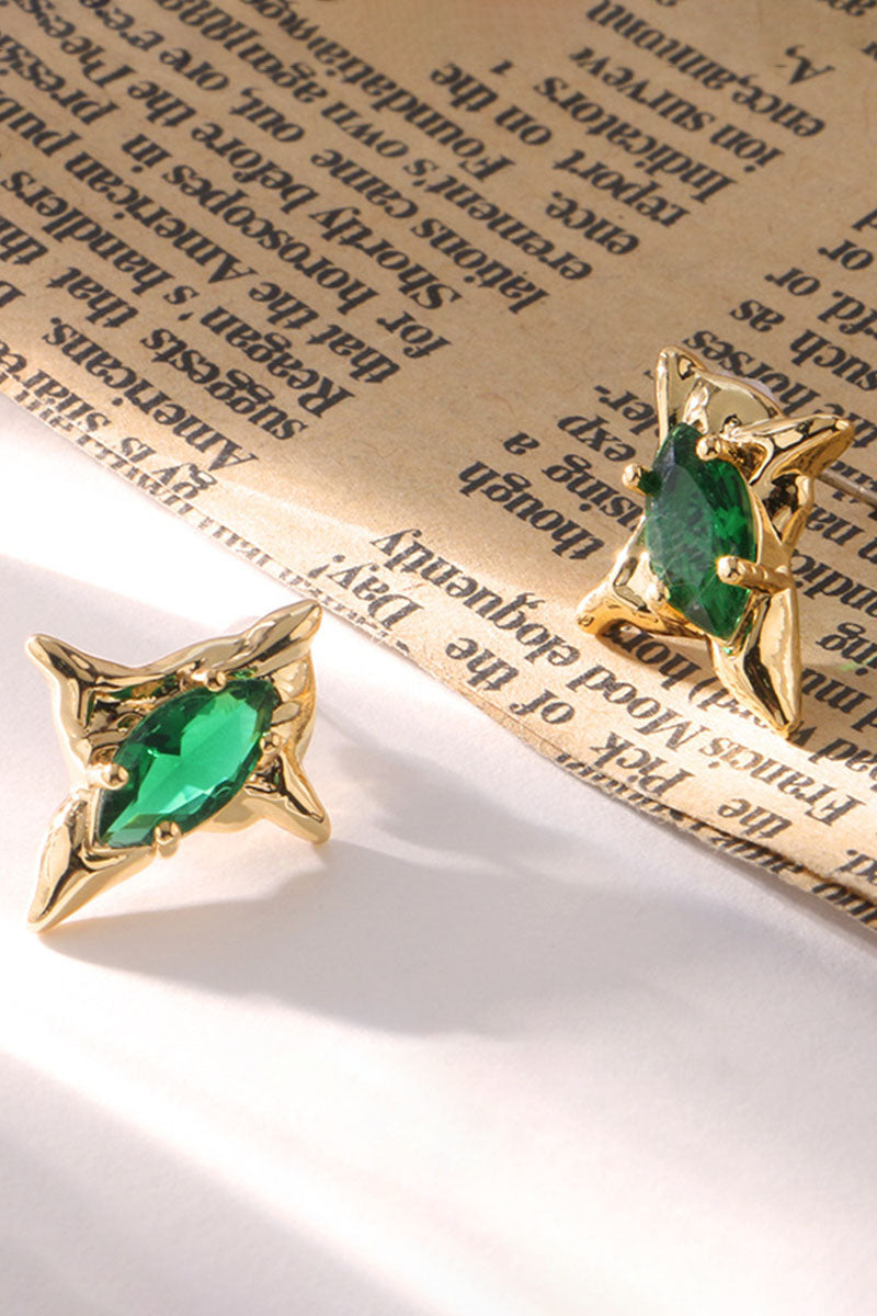 WOMEN RETRO IRREGULAR EMERALD EARRINGS