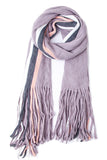 VERTICAL STRIPE PATTERN TASSEL COZY SCARF