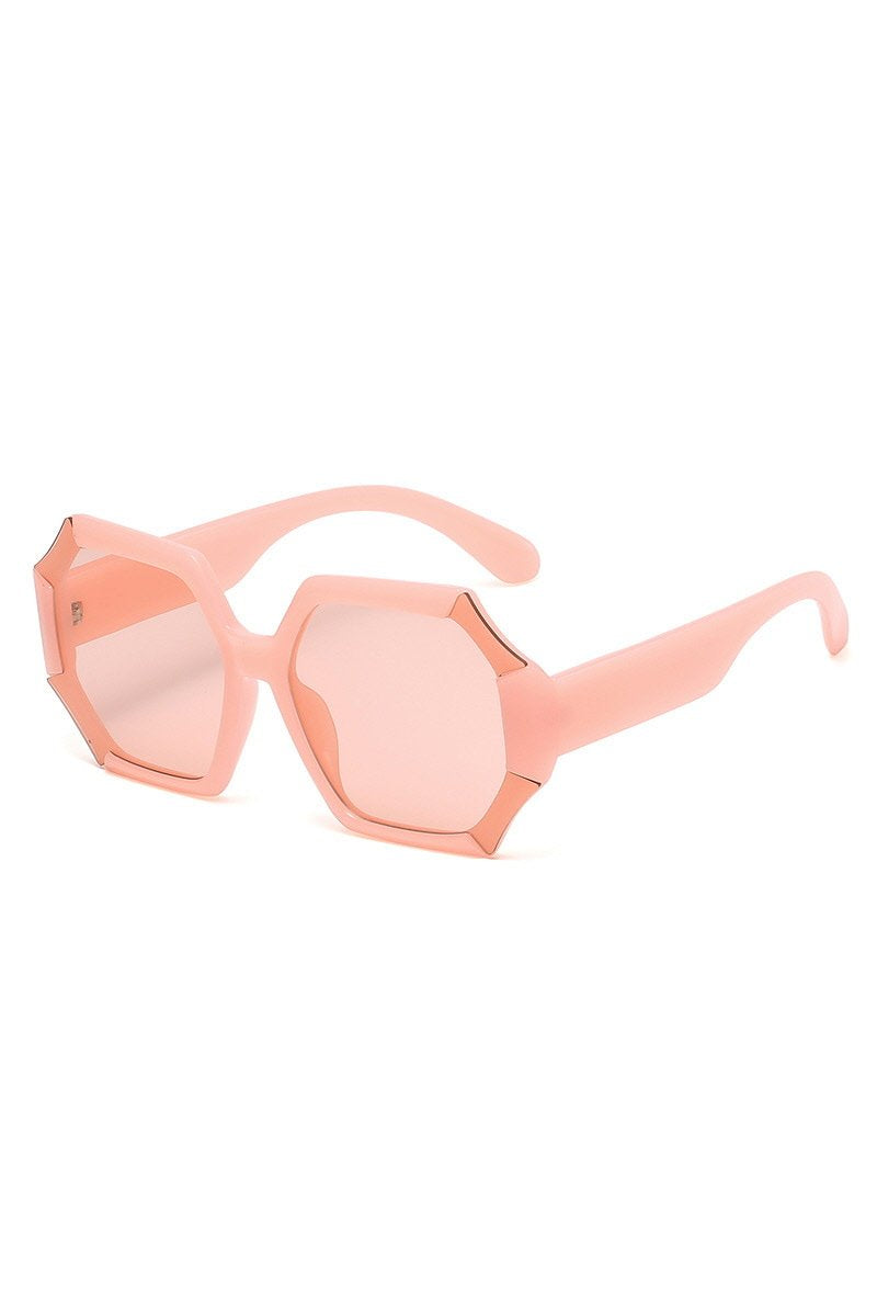 CONTRAST COLOR IRREGULAR LARGE FRAME SUNGLASSES