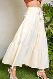 WOMEN CASUAL HIGH WAISTED PLEATED LONG SKIRT - Doublju