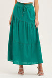 WOMEN CASUAL HIGH WAISTED PLEATED LONG SKIRT - Doublju