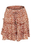 HIGH WAISTED RUFFLED FLORAL A LINE SHORT SKIRT - Doublju