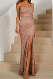 WOMEN OFF SHOULDER SEQUIN SLIT PARTY DRESS