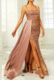 WOMEN SLIM FIT SLIT SEQUIN MAXY PART DRESS